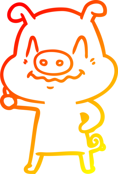 Bir insan tarafından çizilmiş gergin bir domuz çizgi çizimi.