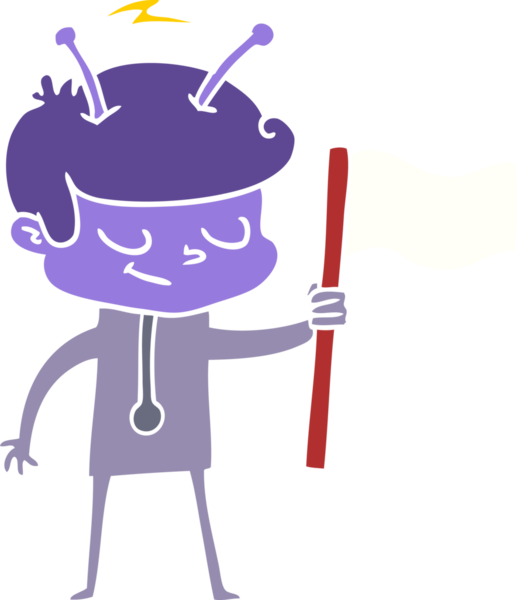 Bir insan tarafından çizilmiş beyaz bayraklı düz renkli çizgi film çizeri.