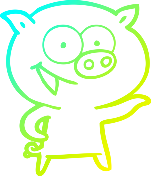 Bir insan tarafından çizilmiş neşeli bir domuz çizgi filmi.