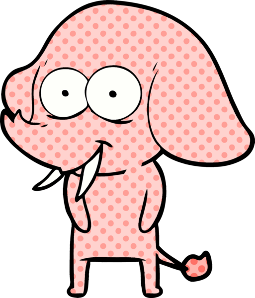 Bir insan tarafından çizilmiş mutlu bir fil.