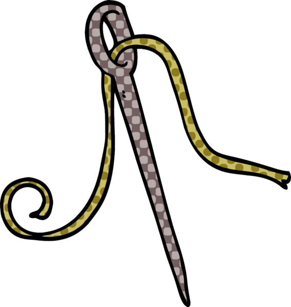 Bir insan tarafından çizilmiş karalama iğnesi ve iplik.