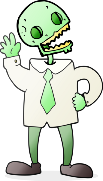 Bir insan tarafından çizilmiş serbest çizim zombi karikatür işadamı