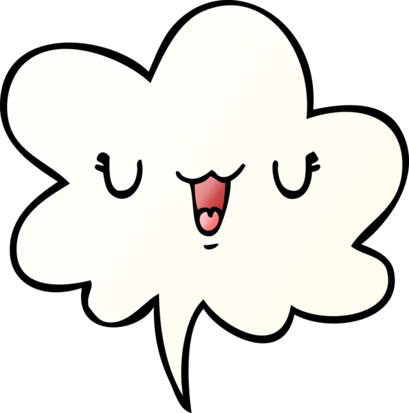 Bir insan tarafından çizilmiş hoş, mutlu, konuşma baloncuklu çizgi film suratı.