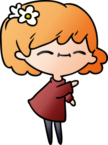 Bir insan tarafından çizilmiş kawai kızının gradyan çizimi.