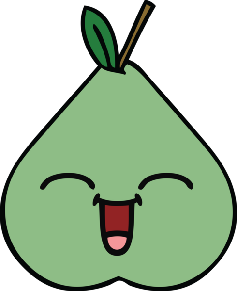 Bir insan tarafından çizilmiş yeşil armut karikatürü.