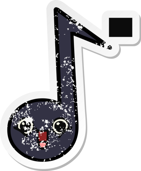 Bir insan tarafından çizilmiş şirin bir karikatür müzik notasının sıkıntılı çıkartması.