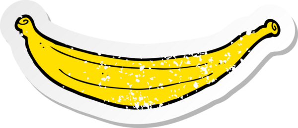 Bir insan tarafından çizilmiş karikatür muzunun gerilimli yapıştırması.