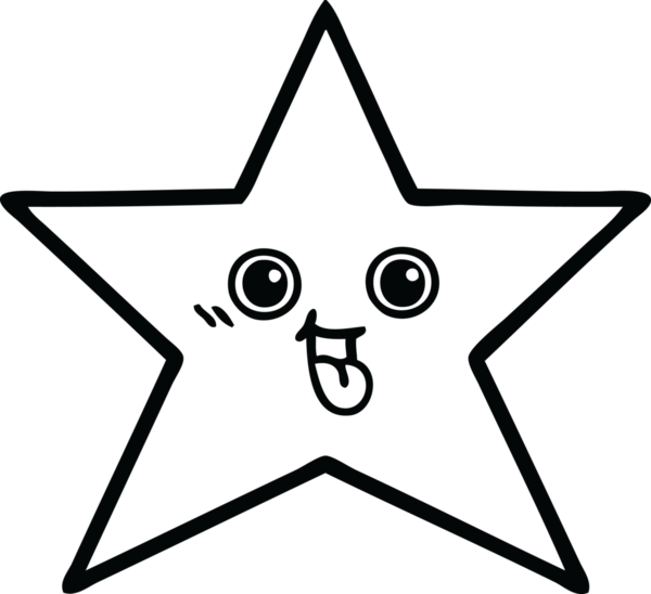 Bir insan tarafından çizilmiş yıldız balığının çizgi çizimi