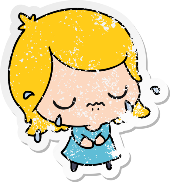 Bir insan tarafından çizilmiş tatlı kawai kızının serbest sticker 'ı.