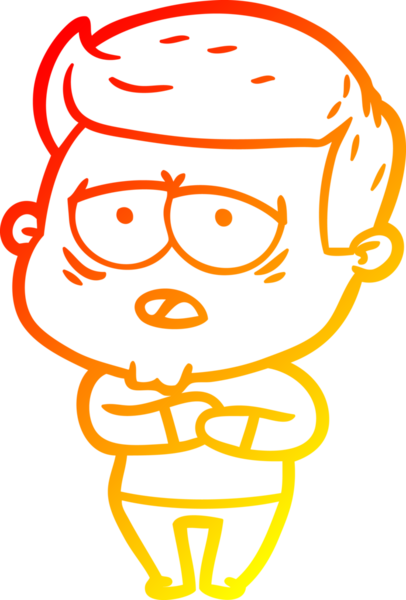 Bir insan tarafından çizilmiş, yorgun bir adamın çizgi çizimi.