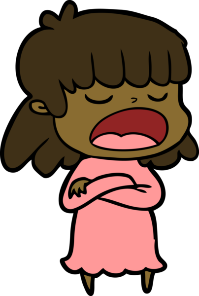 Çizgi filmdeki kadın bir insan tarafından yüksek sesle çizilmiş.