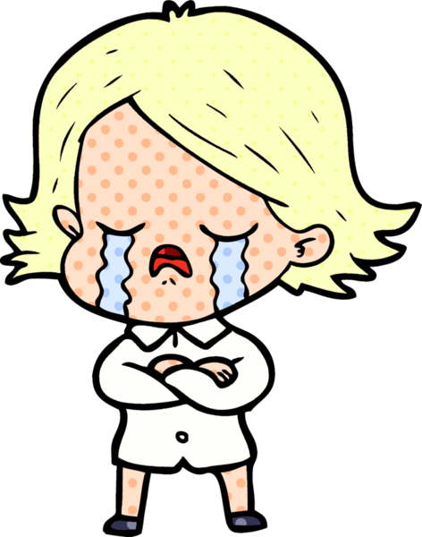 Bir insan tarafından çizilmiş ağlayan çizgi film kızı.