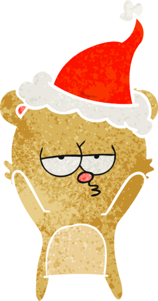 Sıkıcı ayı eli insan tarafından çizilmiş eski bir Noel Baba şapkası çizimi.