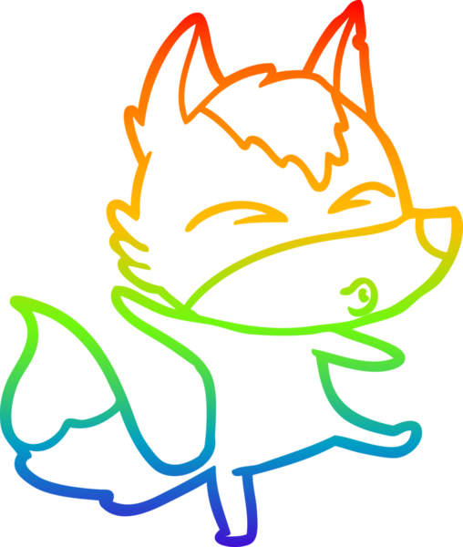 Gökkuşağı gradyan çizgi çizimi bir insan tarafından çizilmiş bir kurt çizgi