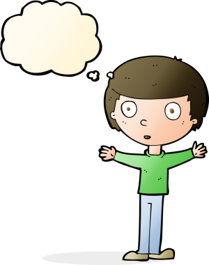 Bir insan tarafından çizilen düşünce baloncuğuyla adamı şaşırtan çizgi film.