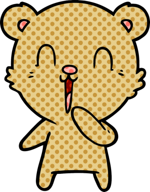 Bir insan tarafından çizilmiş mutlu bir çizgi film ayısı.