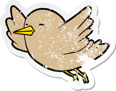 Bir insan tarafından çizilmiş karikatür kuşunun sıkıntılı çıkartması