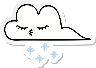 Bir insan tarafından çizilmiş şirin bir kar bulutunun çıkartması.