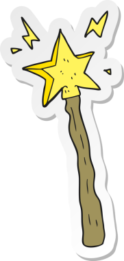 Bir insan tarafından çizilmiş sihirli değnek çıkartması.