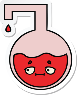 Bir insan tarafından çizilmiş şirin bir karikatür bilim deneyinin çıkartması.