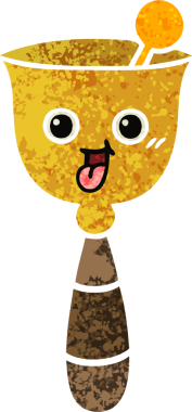 Bir insan tarafından çizilmiş okul çanının retro çizim stili karikatürü