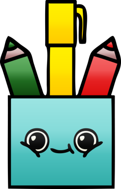 Bir insan tarafından çizilmiş kalem tenceresinin gölgelenmiş karikatürü