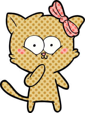 Bir insan tarafından çizilmiş çizgi film kedisi.