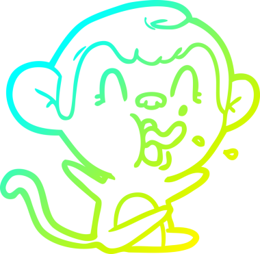 Bir insan tarafından çizilmiş çılgın bir çizgi film maymunu çizimi