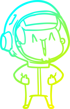 Bir insan tarafından çizilmiş mutlu bir astronotun soğuk gradyan çizimi.