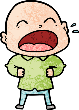 Bir insan tarafından çizilmiş kel adam diye bağıran çizgi film.