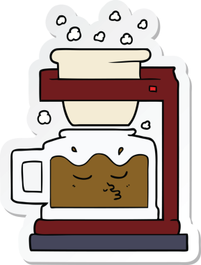 Bir insan tarafından çizilmiş çizgi film filtresi kahve makinesinin çıkartması.