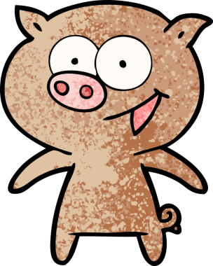 Bir insan tarafından çizilmiş neşeli domuz çizgi filmi.