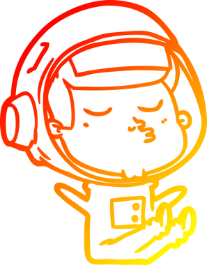 Bir insan tarafından çizilmiş kendinden emin bir astronotun sıcak çizgi çizimi