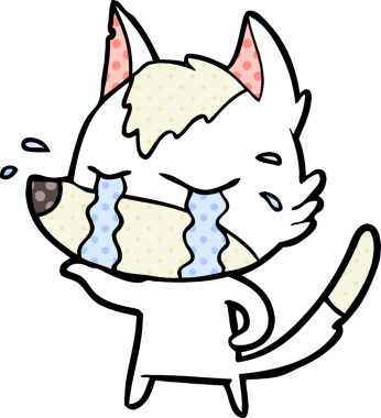 Bir insan tarafından çizilmiş ağlayan kurt çizgi filmi.