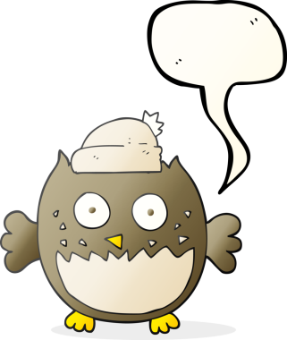 Bir insan tarafından çizilmiş serbest konuşma balonu karikatürü baykuşu