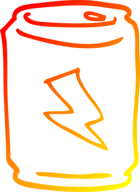 Bir insan tarafından çizilmiş enerji içeceği kutusunun sıcak çizgi çizimi