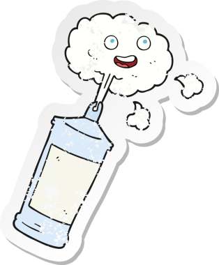 Bir insan tarafından çizilmiş krem şanti püskürtülen bir çizgi filmin gerilimli yapıştırması.