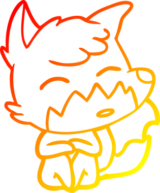 Bir insan tarafından çizilmiş bir tilkinin sıcak çizgi çizimi