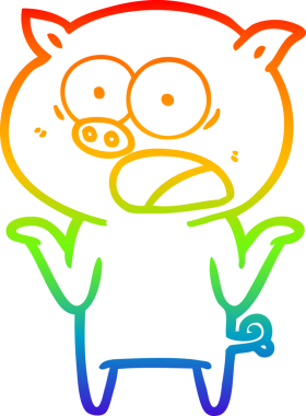 Gökkuşağı gradyan çizimi Bir insan tarafından çizilen bağıran domuz çizgi filmi