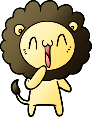 Bir insan tarafından çizilmiş mutlu çizgi film aslanı.