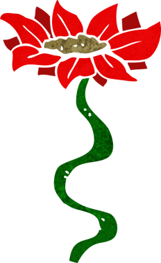 Bir insan tarafından çizilmiş karikatür çiçeği