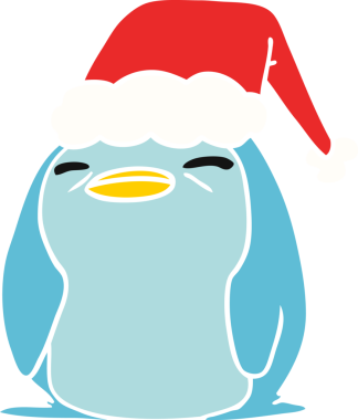 Bir insan tarafından çizilmiş kawaii pengueninin el çizimi karikatürü