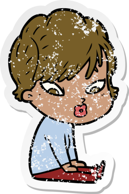 Bir insan tarafından çizilmiş karikatür bir kadının sıkıntılı çıkartması.