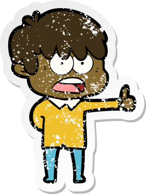 Bir insan tarafından çizilmiş endişeli bir çizgi film çocuğunun sıkıntılı çıkartması.