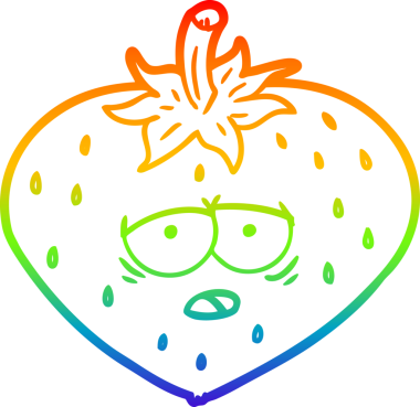 Bir insan tarafından çizilmiş bir çilek karikatürü gradyan çizimi