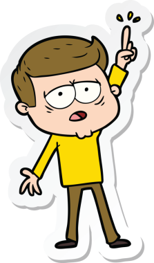 Karikatür çıkartması. Yorgun bir adam bir insan tarafından çizilmiş.