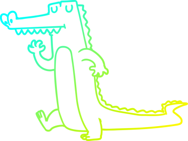 Bir insan tarafından çizilmiş bir timsah çizgi çizimi.