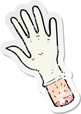 Bir insan tarafından çizilmiş tıbbi eldivenli karikatür eldiveni.