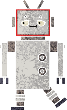 Bir insan tarafından çizilmiş bir robotun retro çizim tarzı karikatürü