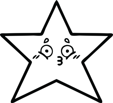 Bir insan tarafından çizilmiş yıldız balığının çizgi çizimi